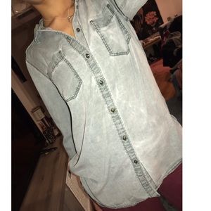 EXPRESS STONEWASH DENIM BUTTON-UP